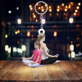 Personalized Yoga Mom, Mommy and me Yoga Flat Keychain, Custom Photo Mom and Daughter Yoga Keychain