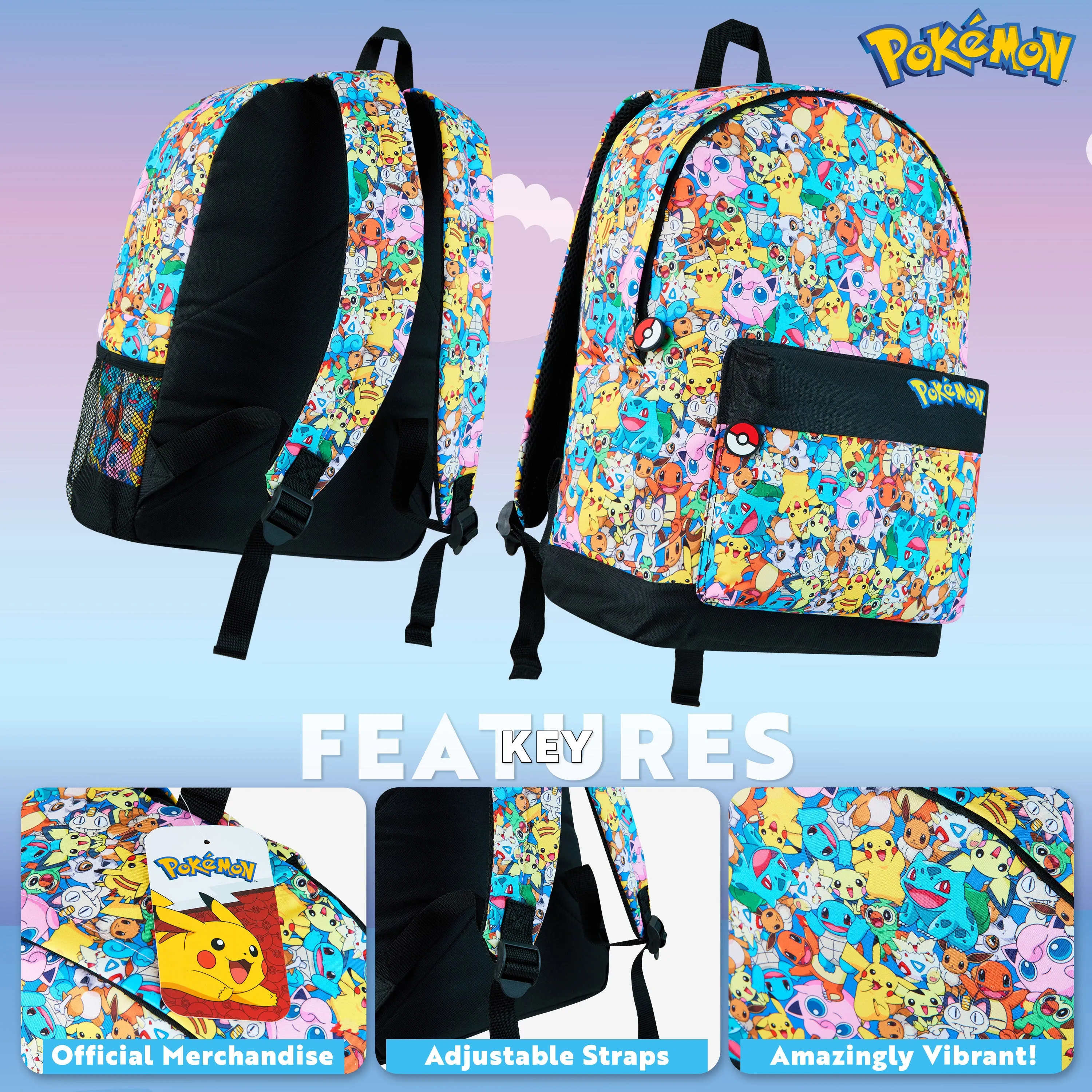 Pokemon Backpacks for Girls and Boys, All Over Print Pokemon Backpack