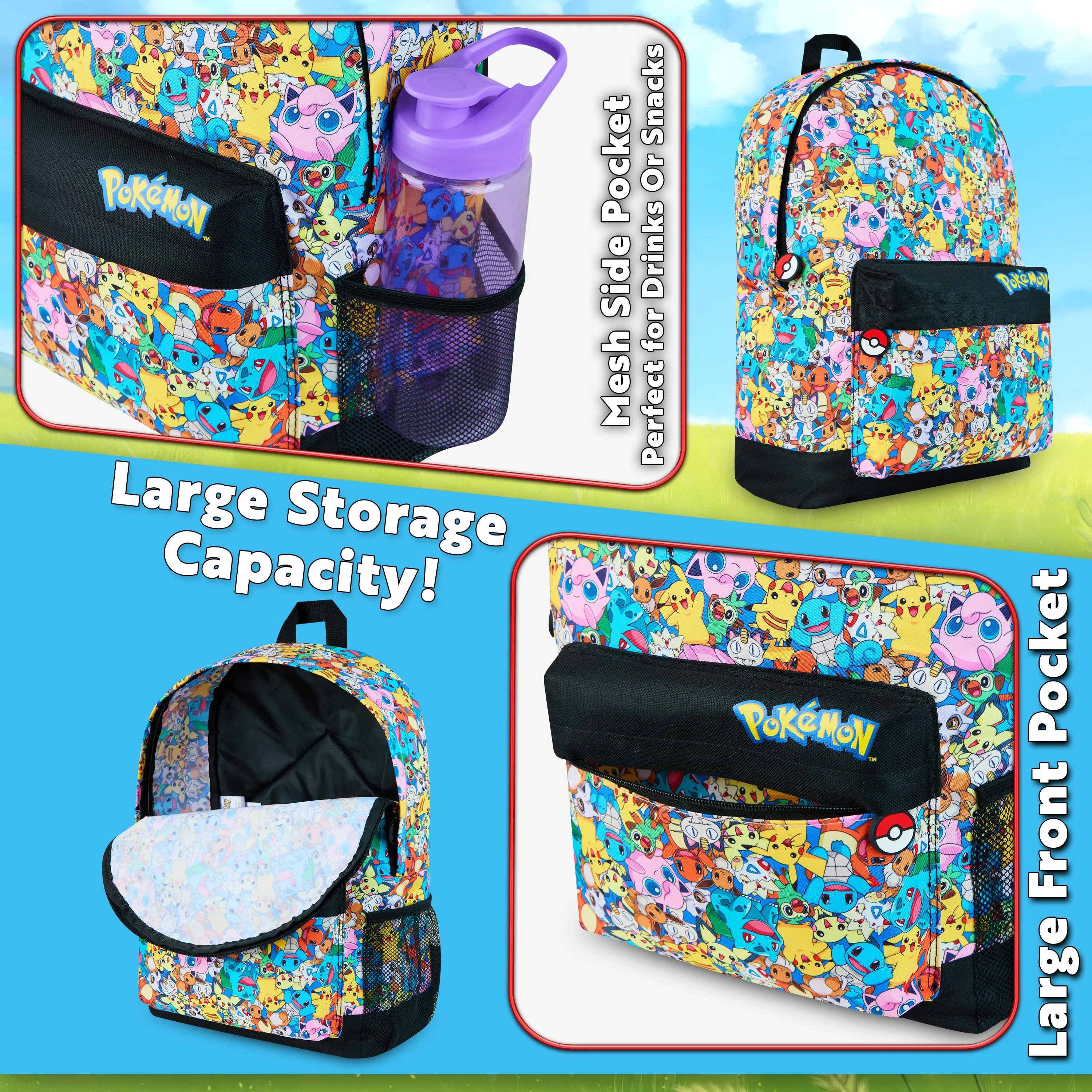Pokemon Backpacks for Girls and Boys, All Over Print Pokemon Backpack