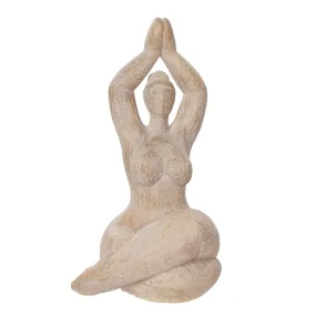 Resin 11" Namaste Female Yoga Figurine, Brown