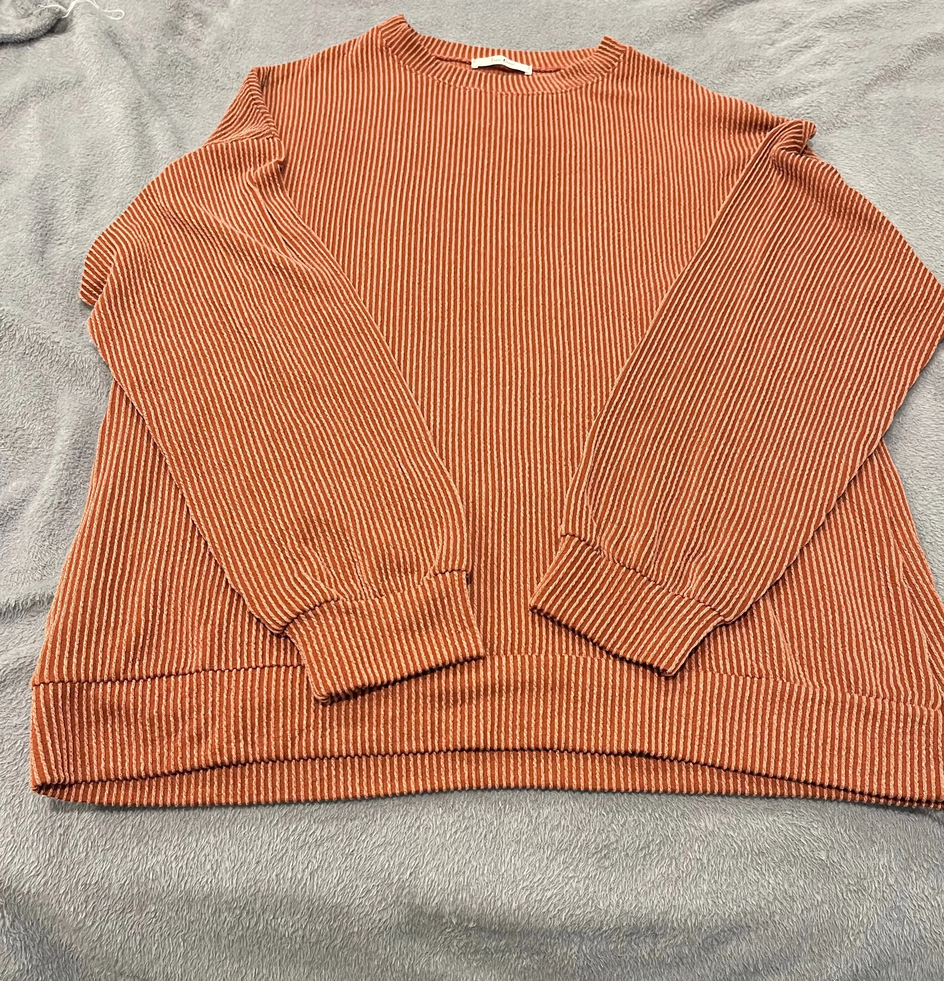 Round Neck Ribbed Sweater Top