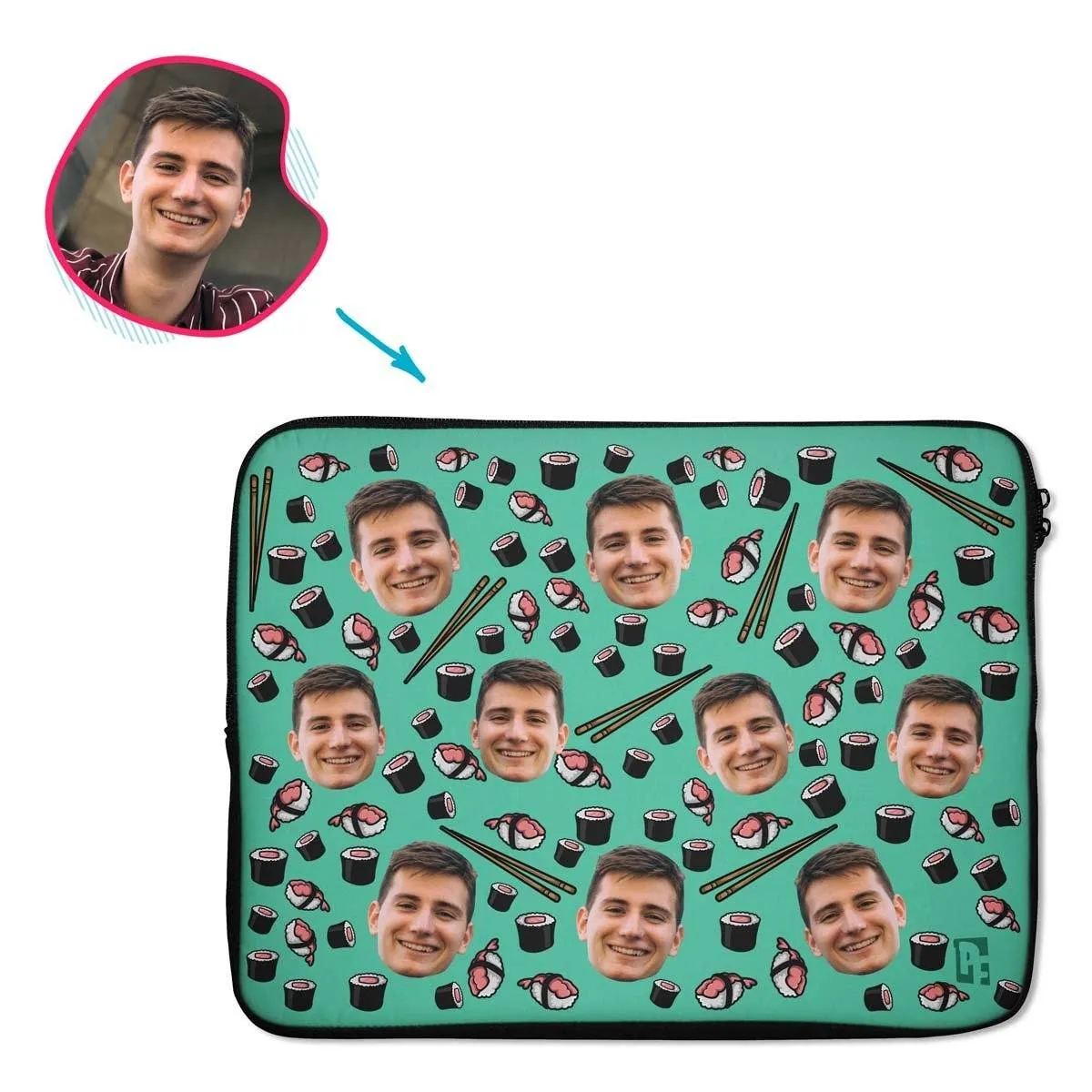 Sushi Personalized Laptop Sleeve