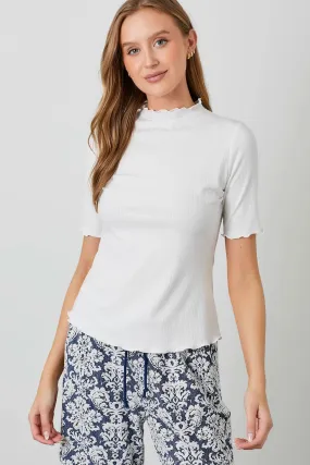 Textured Knit Mock Neck Top
