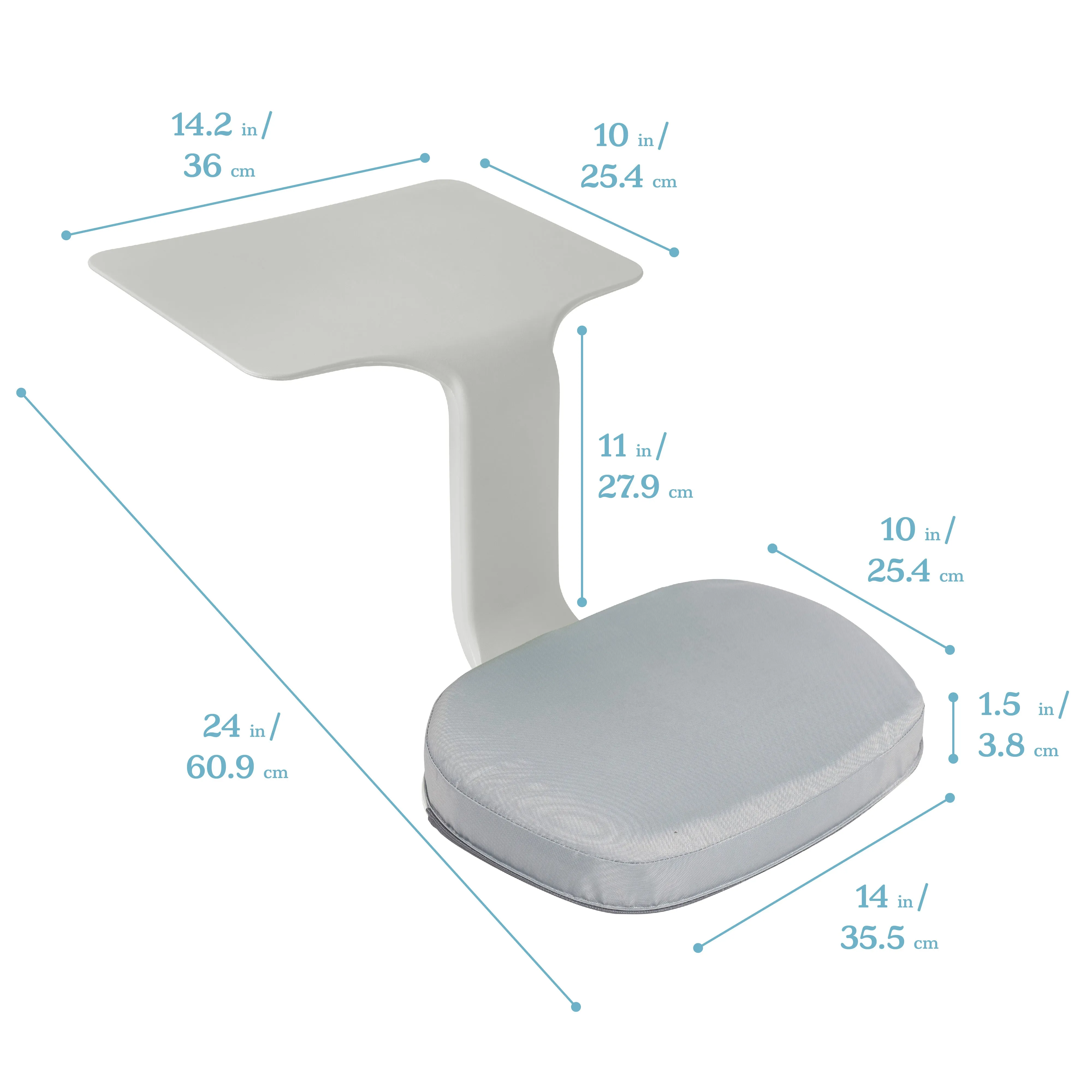 The Surf Portable Lap Desk and Surf Cushion, Flexible Seating Floor Desk with Foam Pad, 1-Pack