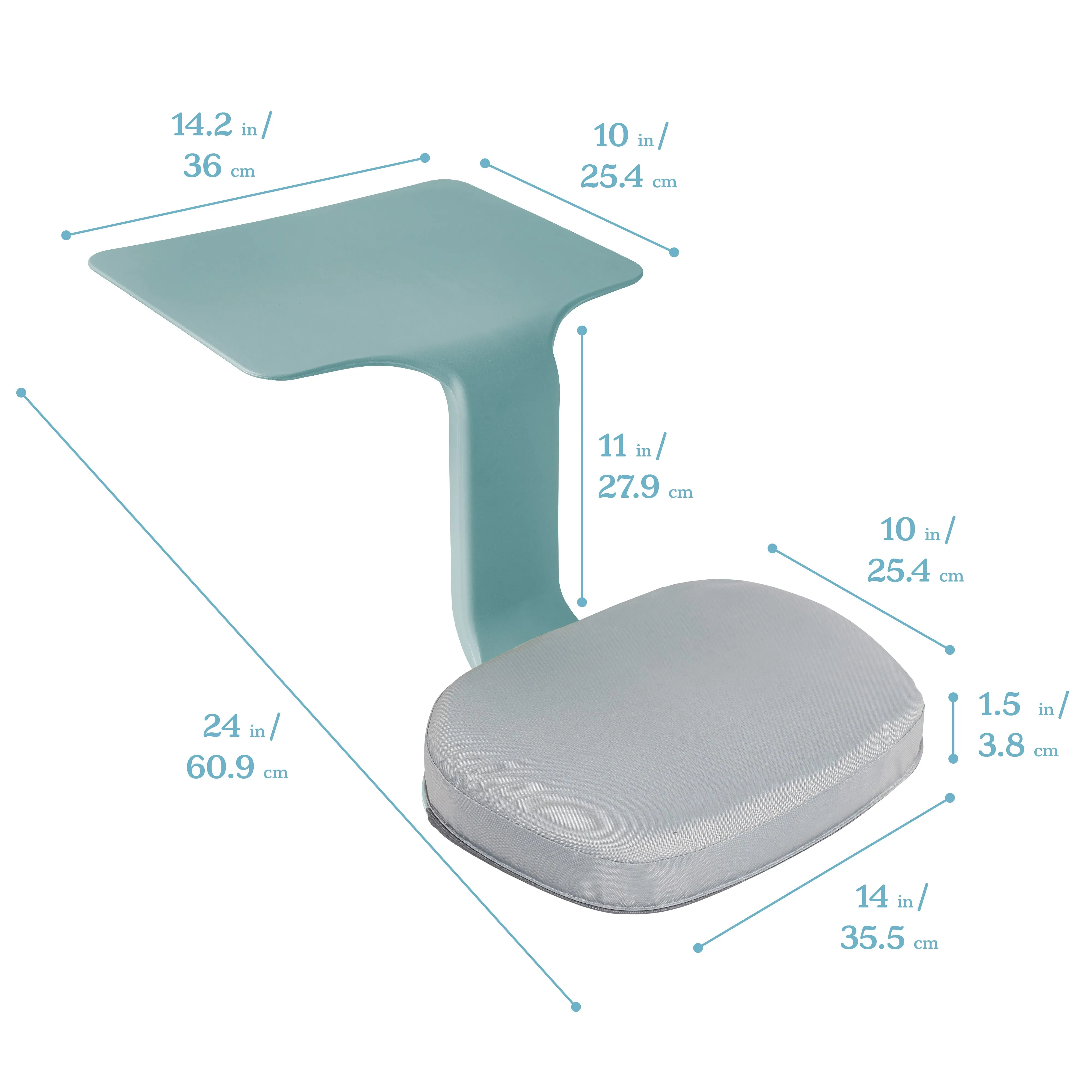 The Surf Portable Lap Desk and Surf Cushion, Flexible Seating Floor Desk with Foam Pad, 1-Pack