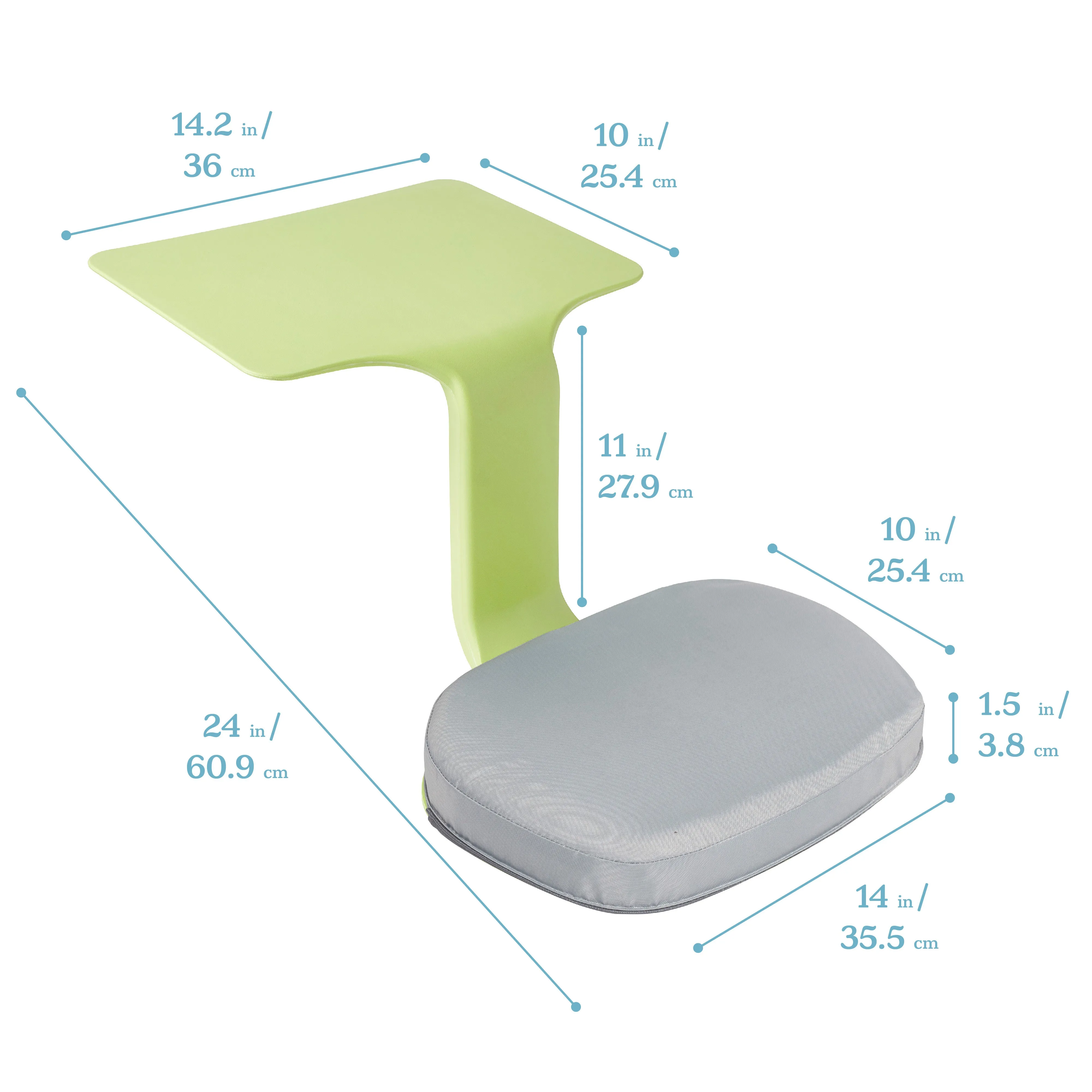 The Surf Portable Lap Desk and Surf Cushion, Flexible Seating Floor Desk with Foam Pad, 1-Pack