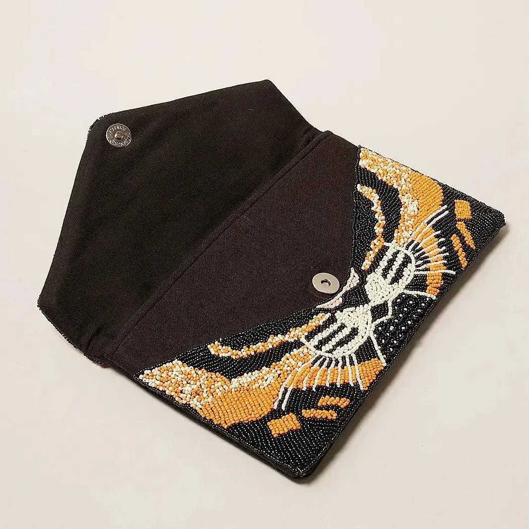 Tiger Seed Beaded Clutch Bag