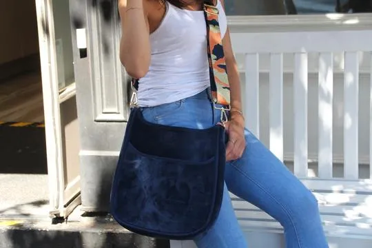 VELVET MESSENGER-STRAP NOT INCLUDED!!!!!!! Navy/Gold Hardware