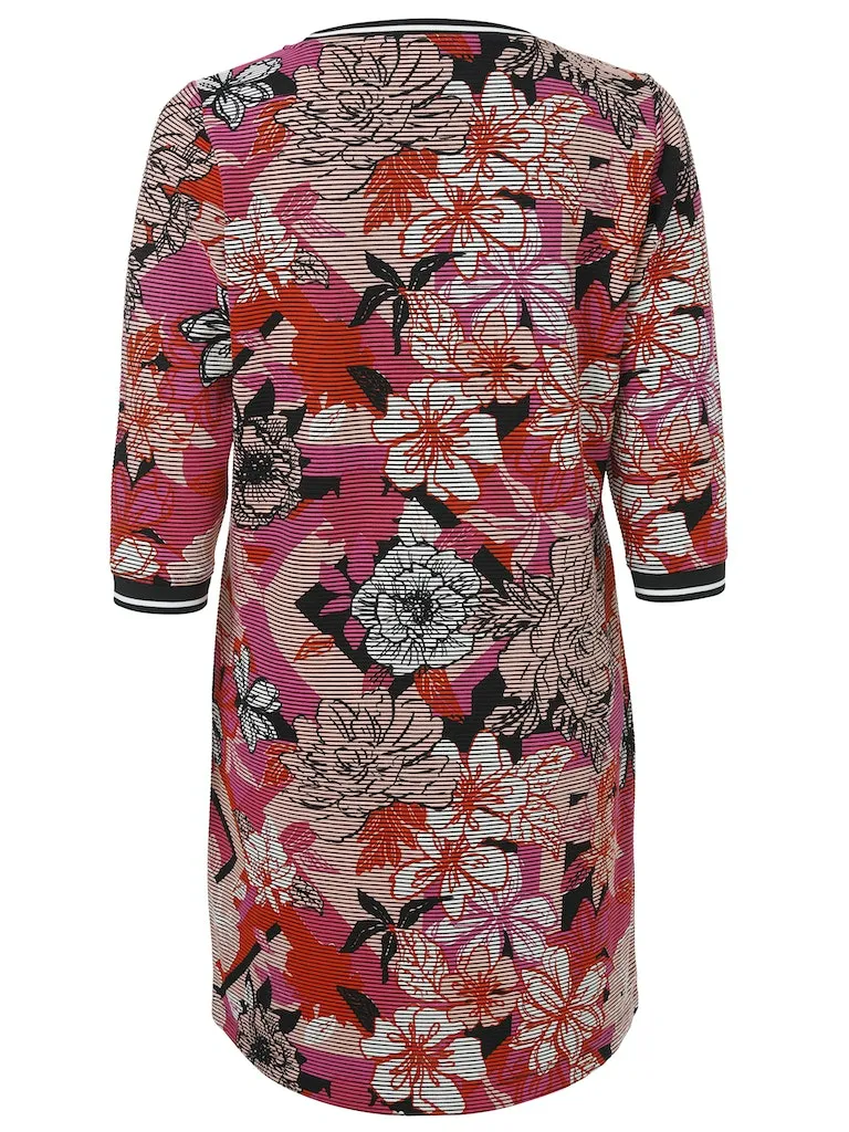Via Appia Ribbed Floral Dress
