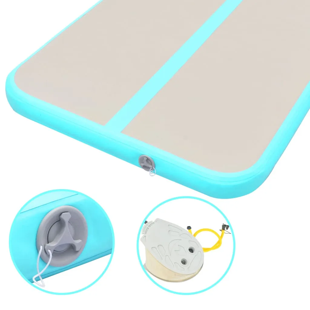 vidaXL Inflatable Gymnastics Mat with Pump 700x100x10 cm PVC Green