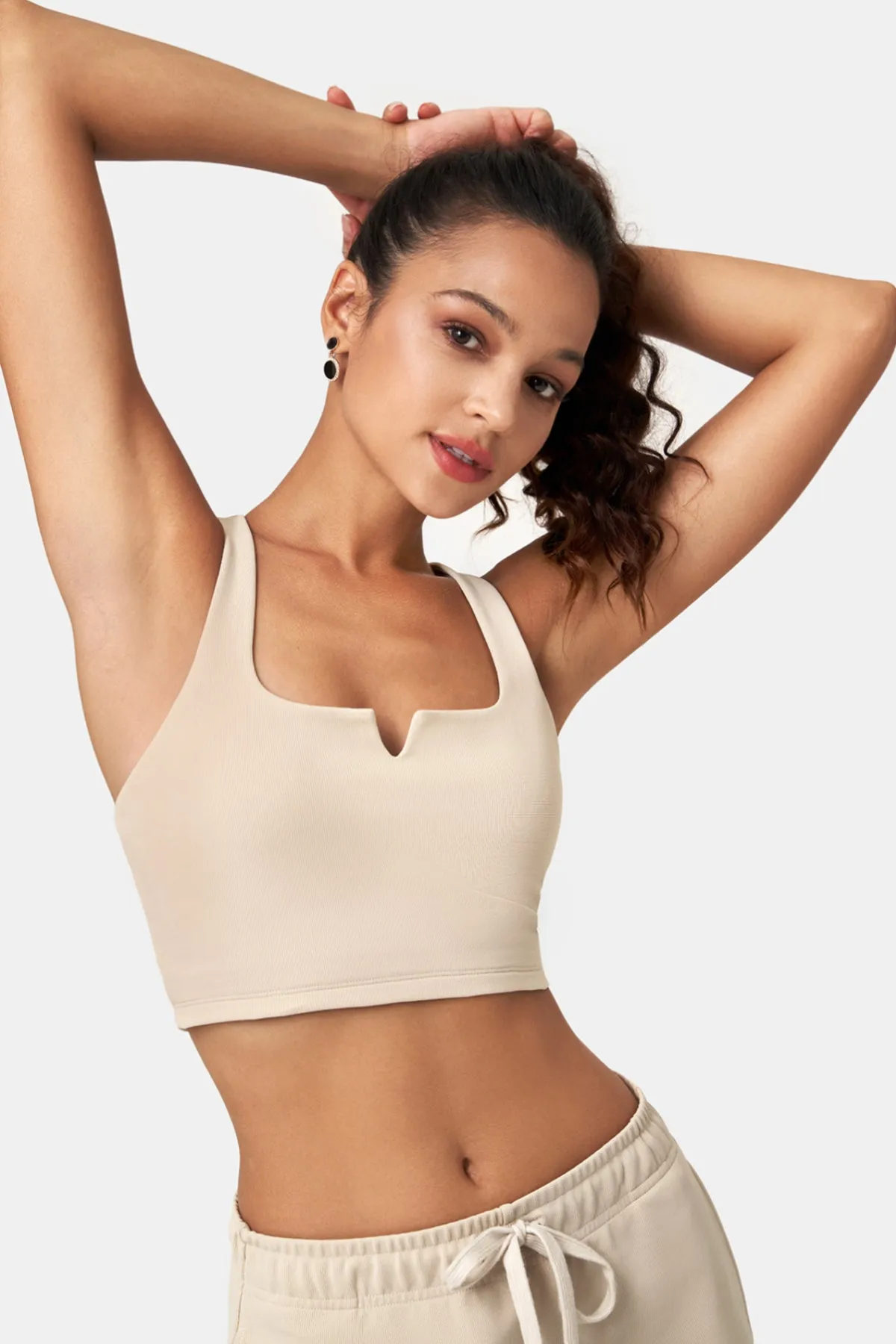 Waffle Texture Front-Slit Tank Top
