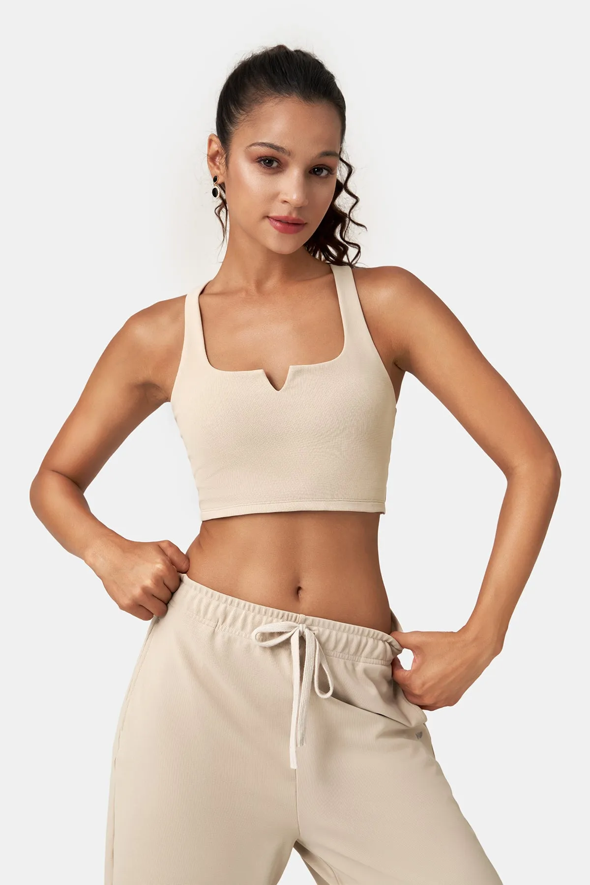 Waffle Texture Front-Slit Tank Top