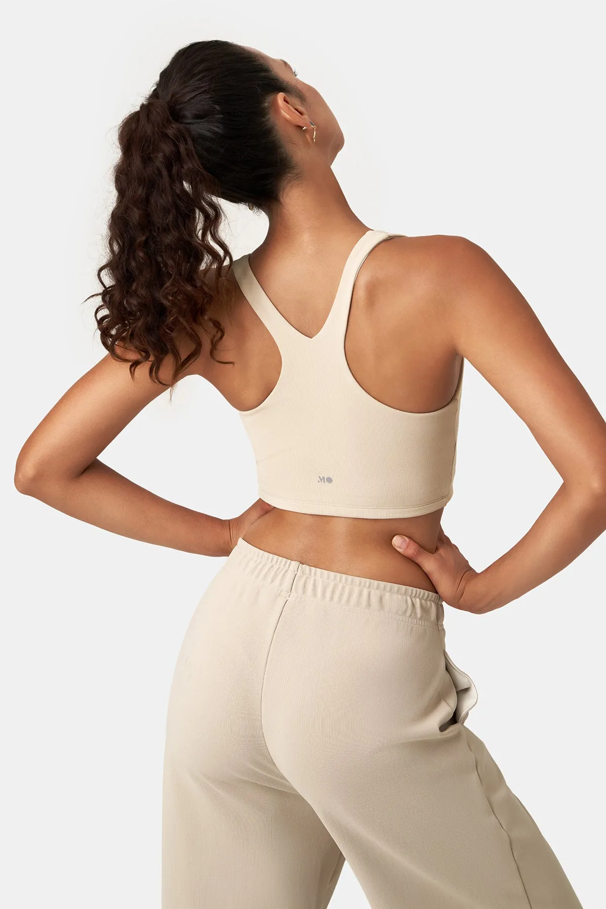 Waffle Texture Front-Slit Tank Top
