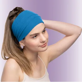 Women's Headbands Cotton Jersey 5" Wide Yoga Fitness Fashion Made in the USA Turquoise