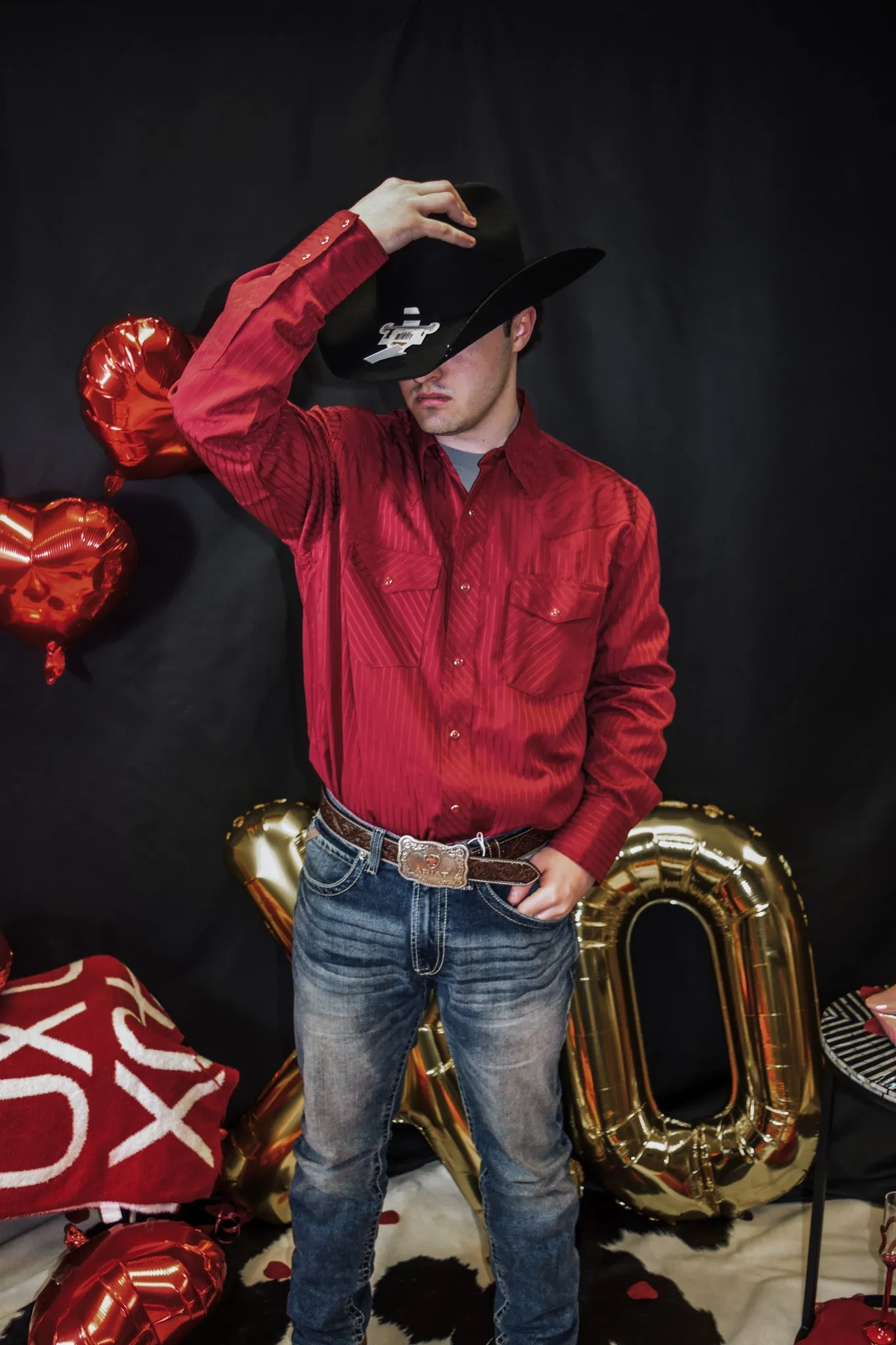 Wrangler® Western Long Sleeve Western Snap Dobby Stripe Shirt in Wine