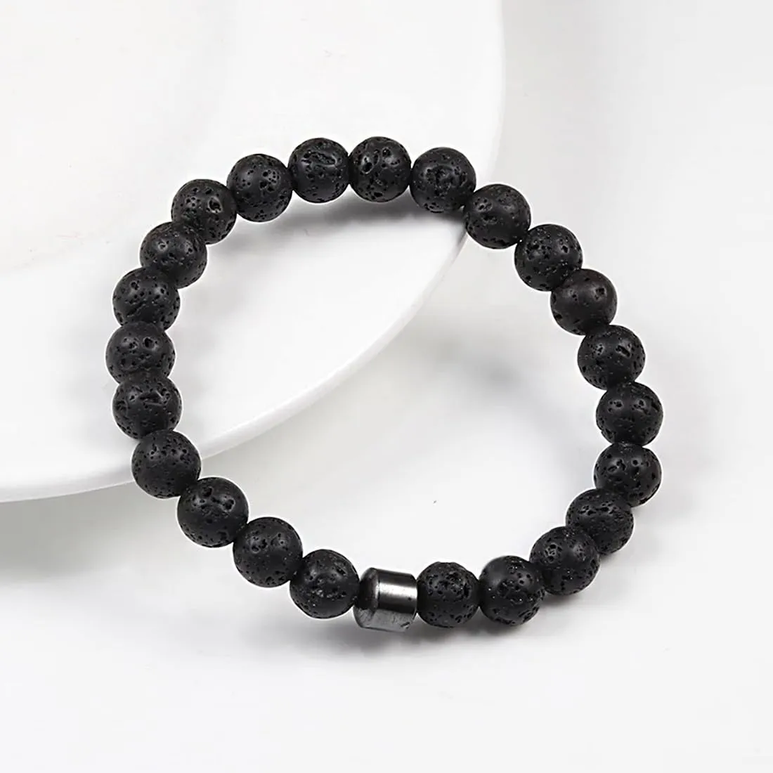 Yellow Chimes Bracelet for Men and Boys | 2 Pcs Combo of Black Nylon and Lava Rock Beads Bracelet | Birthday Gift for Men and Boys Anniversary Gift for Husband